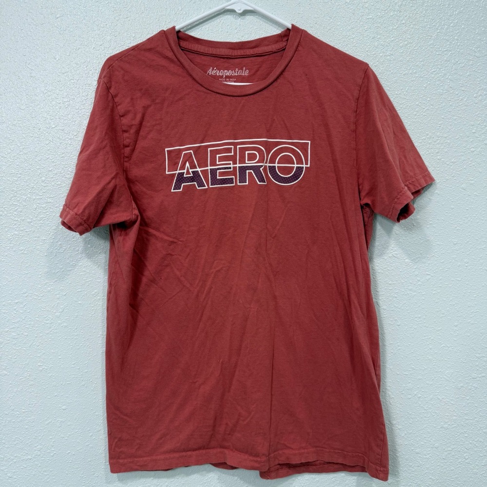 Aeropostale Mens Graphic T-Shirt Red Short Sleeve Aero Logo Cotton Large L